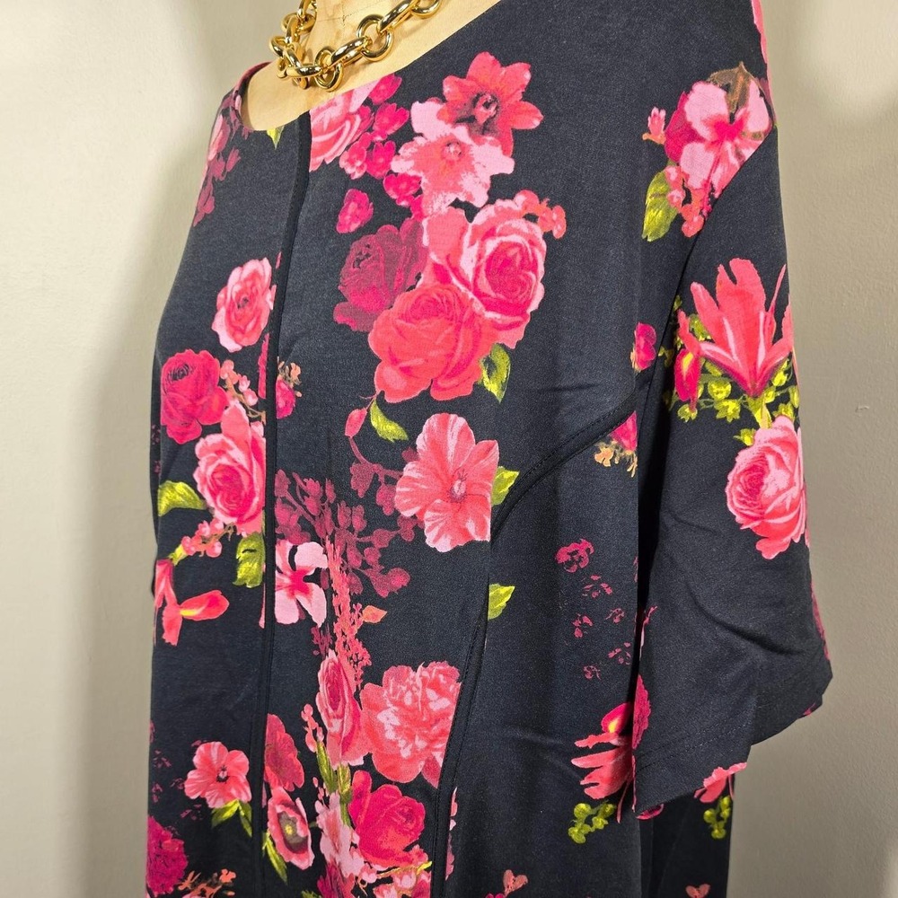 Roaman's black floral maxi dress size 34W - Picture 2 of 5